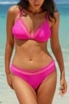 Truedames Two Pieces Lace Trim Solid High Cut Bikini In Pink