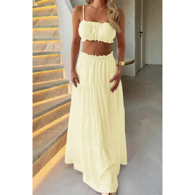 Truedames Two Pieces Sleeveless Tank Top And Maxi Skirt Set In Yellow