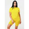Truedames Two Pieces Top And Biker Sets In Yellow