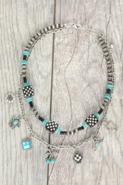 Truedames Two-strand Western Theme Charm Necklace In Silver