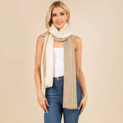 Truedames Two Tone Cable Knit Scarf In Neutral