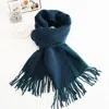 Truedames Two-tone Cashmere Feel Fringe Edge Scarf In Blue