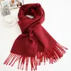 Truedames Two-tone Cashmere Feel Fringe Edge Scarf In Red