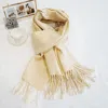 Truedames Two-tone Cashmere Feel Fringe Edge Scarf In Yellow