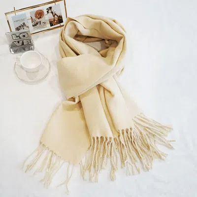 Truedames Two-tone Cashmere Feel Fringe Edge Scarf In Yellow