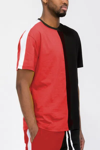 Truedames Two Tone Color Block Short Sleeve Tshirt In Red