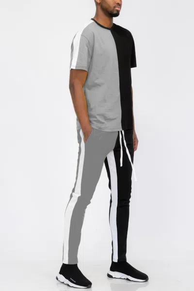 Truedames Two Tone Color Block Track Pant Jogger In Black