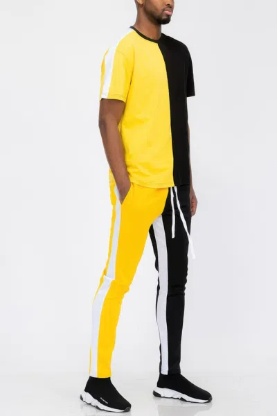 Truedames Two Tone Color Block Track Pant Jogger In Yellow