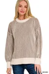 Truedames Two Tone Crewneck Sweater In Neutral