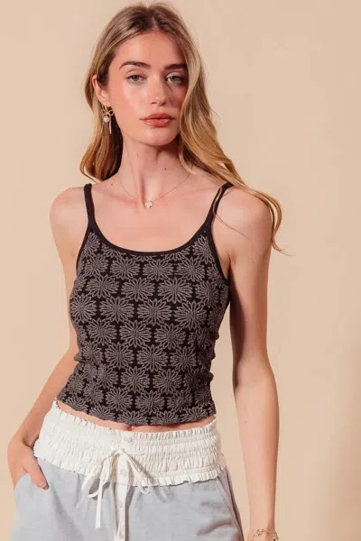 Truedames Two Tone Floral Seamless Tank Top In Gray
