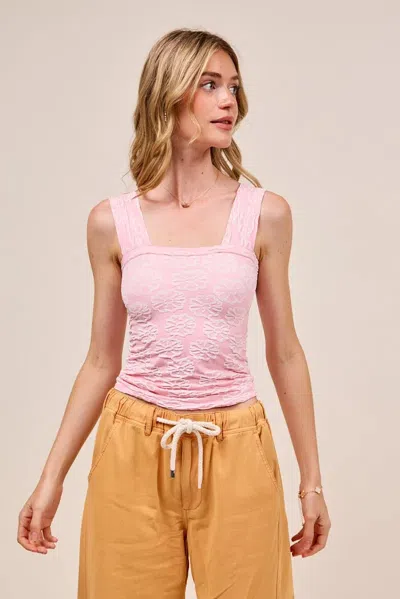 Truedames Two Tone Floral Seamless Tank Top In Pink