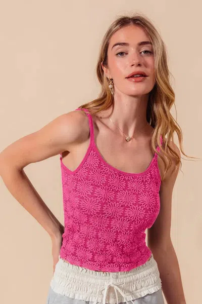 Truedames Two Tone Floral Seamless Tank Top In Pink