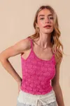 Truedames Two Tone Floral Seamless Tank Top In Pink