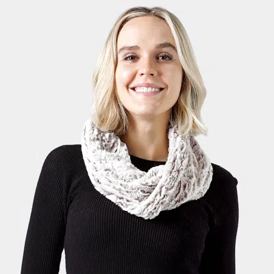 Truedames Two Tone Fuzzy Fur Infinity Scarf In Silver