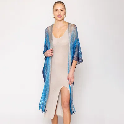 Truedames Two Tone Lurex Kimono Poncho In Multi