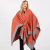 Truedames Two Tone Pull Through Shawl Ruana Poncho In Multi