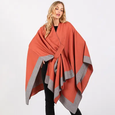 Truedames Two Tone Pull Through Shawl Ruana Poncho In Multi