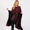 Truedames Two Tone Pull Through Shawl Ruana Poncho In Burgundy