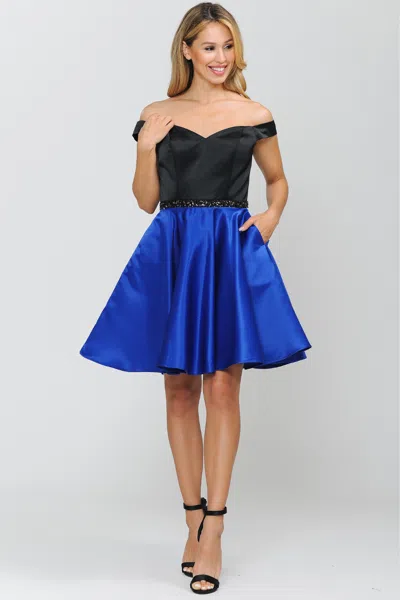 Truedames Two Tone Short Dresses In Blue