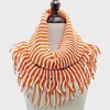 Truedames Two Tone Snood Tube Scarf With Fringe In Multi