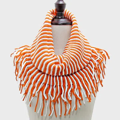 Truedames Two Tone Snood Tube Scarf With Fringe In Multi