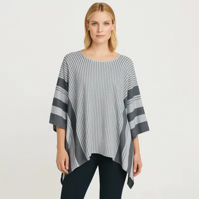 Truedames Two Tone Stripe Poncho In Gray