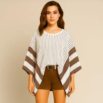 Truedames Two Tone Stripe Poncho In Pattern