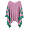 Truedames Two Tone Stripe Poncho In Pink