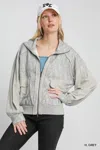 Truedames Two-way Jacquard Zip-up Jacket In Gray