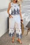 Truedames Twp Pieces Tile Inspired Embroidery Sleeveless Set In Multi