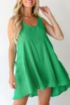 Truedames Solid A Line Pockets Low Back Knot Midi Dress In Green