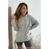 Truedames Uneven Hem Graphic "venice" Pullover Hoodie In Gray