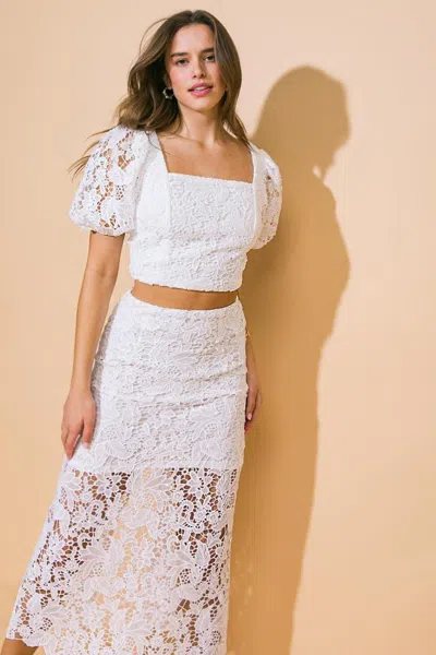 Truedames Unforgettable Icon Woven Lace Top And Skirt Set In White