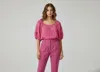Truedames Unique Spectrum Solid Short Sleeve Blouse In Pink