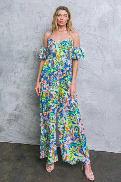 Truedames Unseen Beauty Floral Woven Jumpsuit In Multi