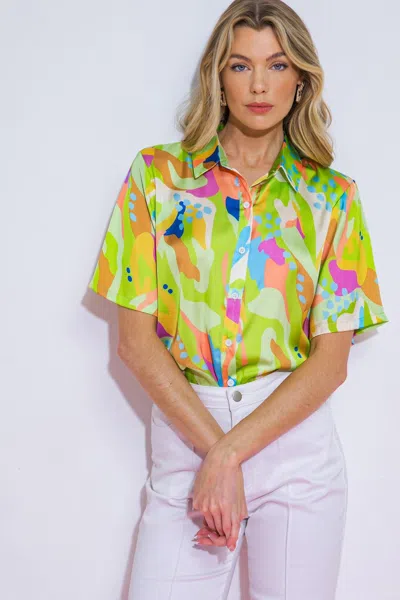 Truedames Up For Anything Woven Top In Green