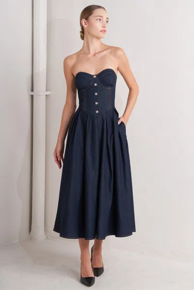 Truedames Urban Corset Denim Midi Dress In Blue