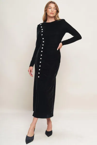Truedames Urban Empress Velvet Midi Dress In Black