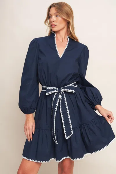 Truedames Urban Noir Navy Woven Mini Dress In Blue