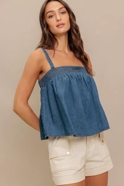Truedames Urban Serenity Denim Top In Blue
