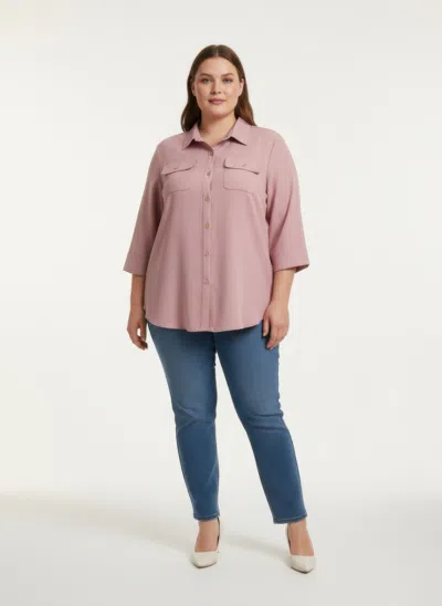 Truedames Utility Button Front Shirt Tunic In Purple