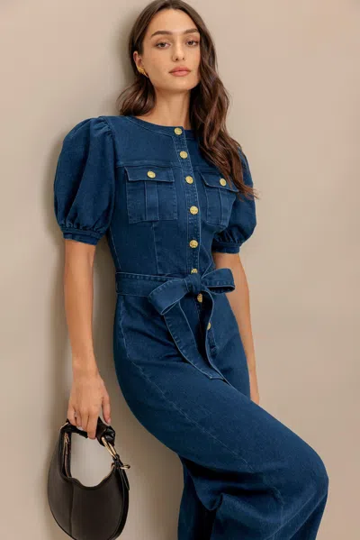 Truedames Utility Queen Denim Jumpsuit In Blue
