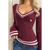 Truedames V Neck Cable Knit Long Sleeve Fit Sweater In Pink