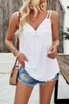 Truedames V Neck Eyelet Trim Spaghetti Strap Sleeveless Top In White