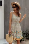Truedames V Neck Floral Printed Mini Dress In Multi