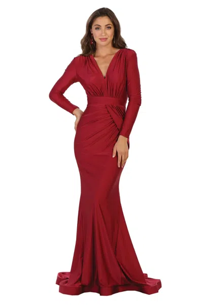 Truedames V Neck Long Sleeve Bridesmaids Dresses In Red