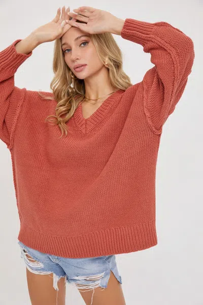 Truedames V Neck Oversized Sweater In Pink