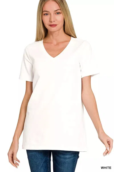 Truedames V-neck Short Sleeve T-shirt In White