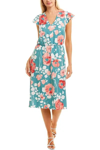 Truedames V-neck Short Sleeve Tie Back Floral Print Jersey Dress In Multi