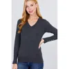 Truedames V-neck Sweater W/rivet Button In Gray
